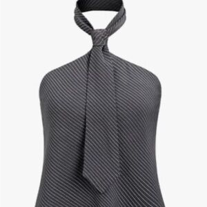Sophisticated Black Pinstripe Halter Blouse